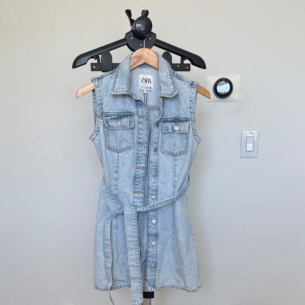 Zara Sleeveless Denim Belted Dress